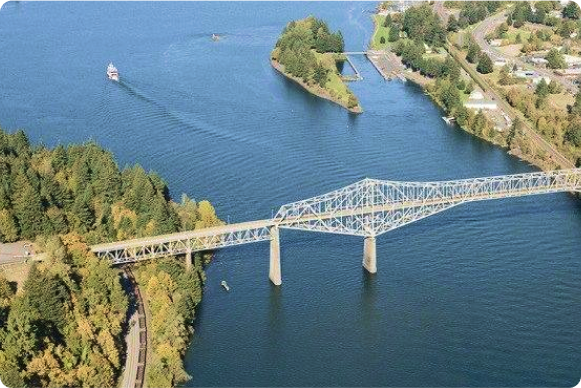 Aerial view of the Bridge of the Gods