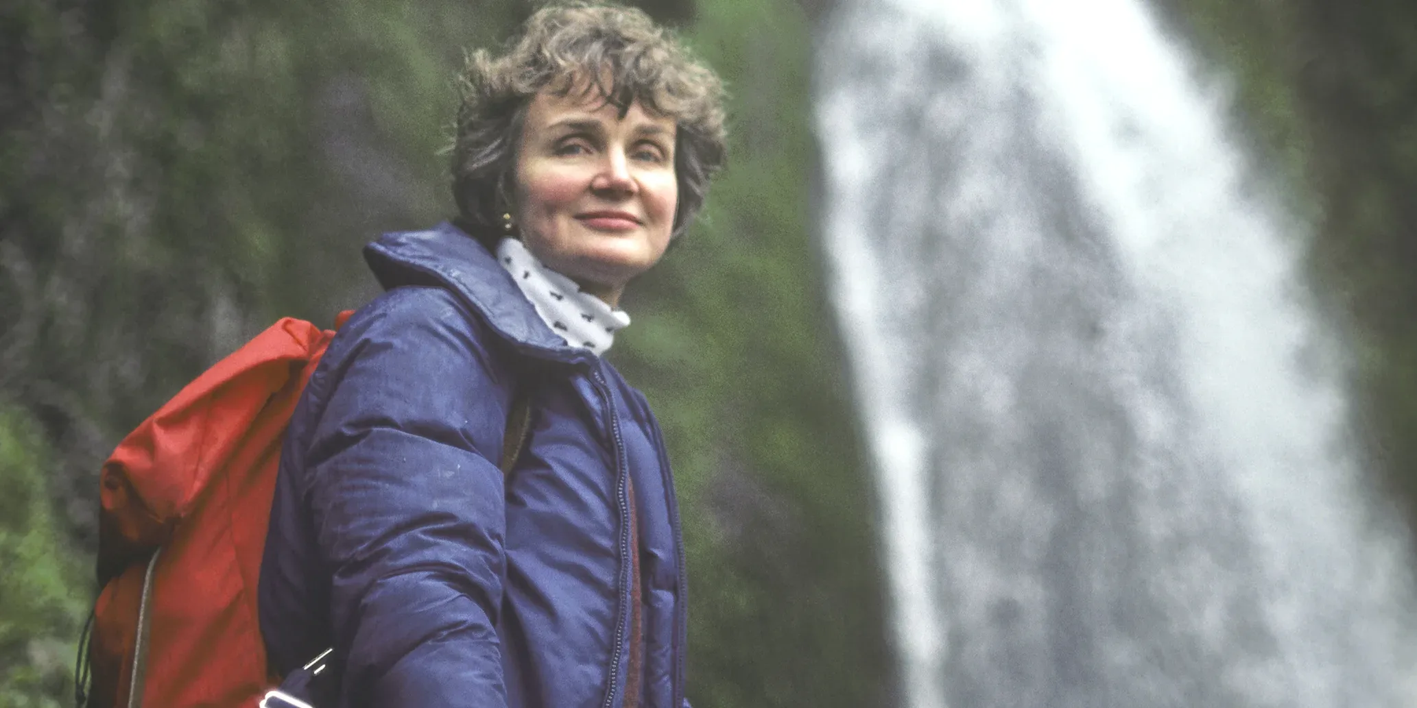 Friends' Founder Nancy Russell hiking in the Gorge. Photo from Friends' archives.