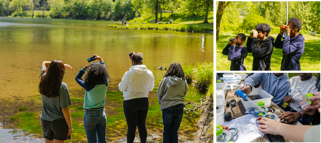 Eighth-grade students learned how to take nature photos, watched birds through binoculars, and tested water quality. Photos by Monique Trevett, Friends of the Columbia Gorge.
