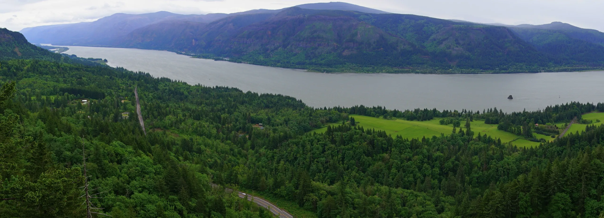 Hundreds of gravel trucks every day would travel on two-lane Washington SR-14, seen here below Cape Horn. (photographer: Debbie Asakawa)