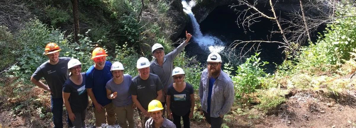 Volunteers on a Friends-led invasive plant removal work party on Eagle Creek Trail, Sept. 2019. (photographer: Mika Barrett)