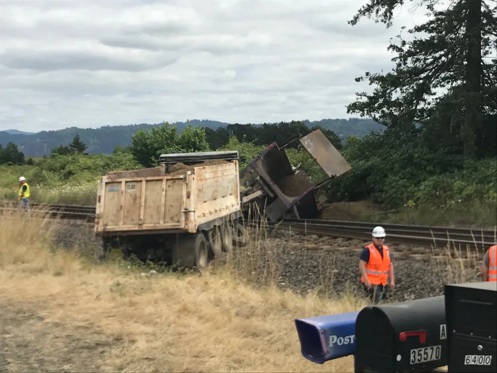 Scene of 2018 gravel truck crash on BNSF railroad tracks. (Friends archive)