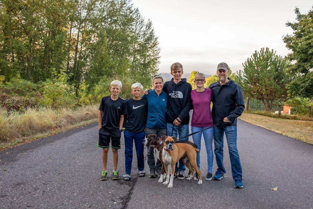 The Grice family, on the road in front of their house. (photographer: Cate Hotchkiss)
