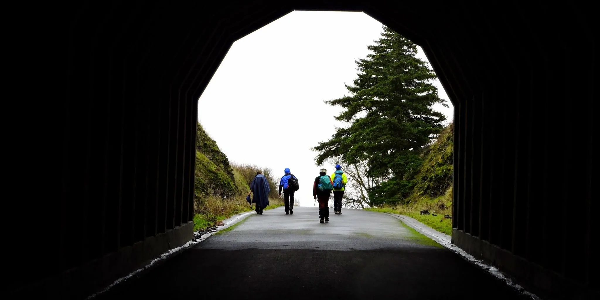 Exiting a tunnel on the Mosier Twin Tunnels trail. Photo by Debbie Asakawa.