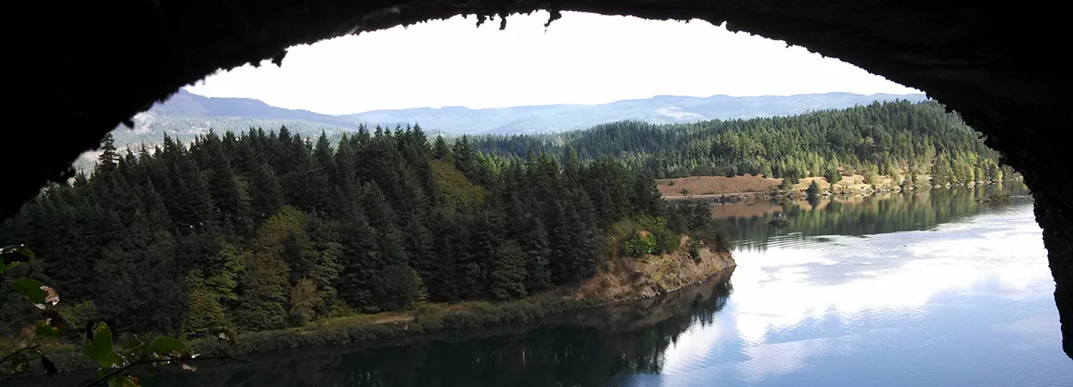 Eastern end of Bradford Island, viewed from Toothrock Trail. Photo by Dawn Harrison.