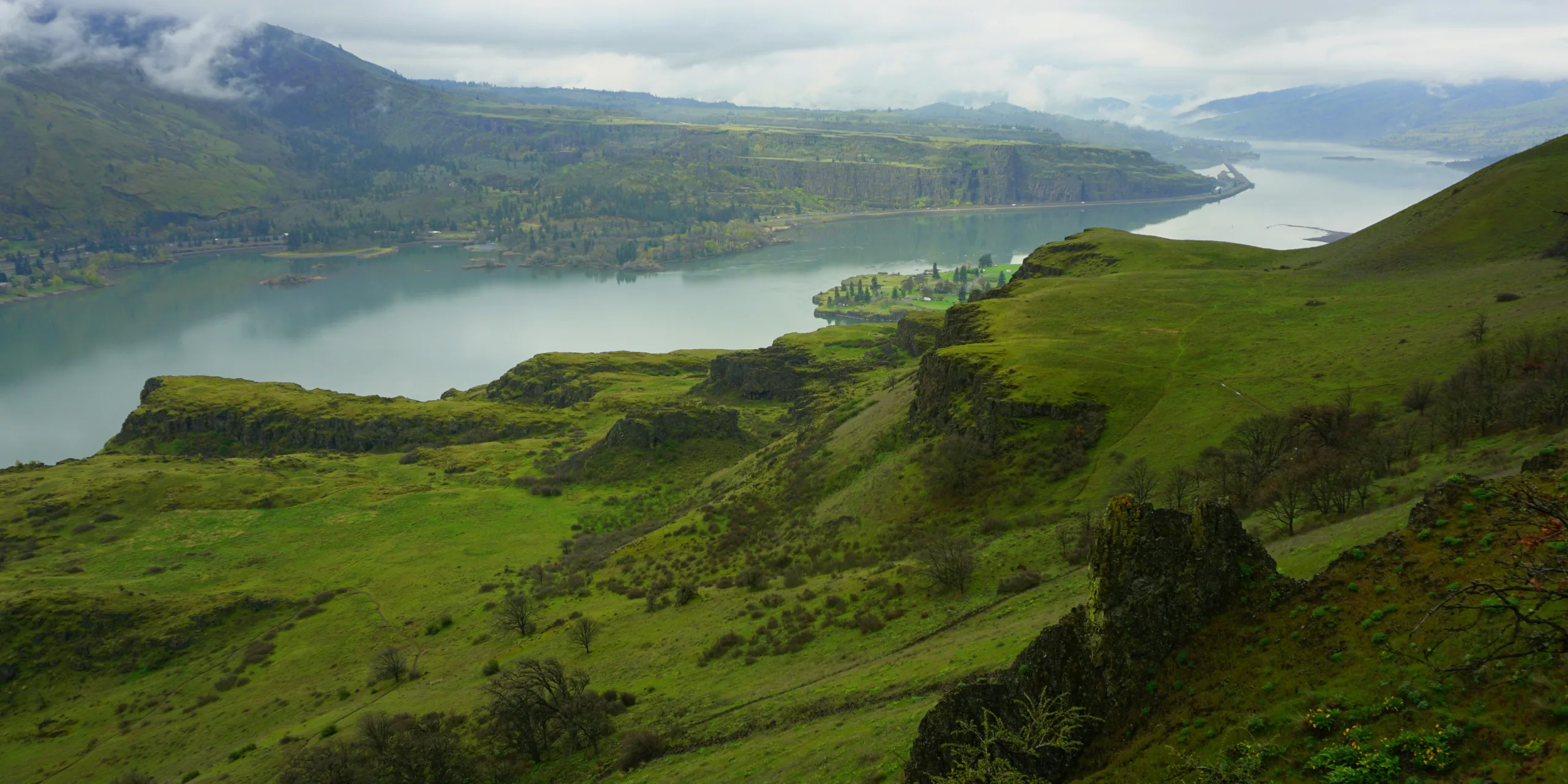 April showers bring out the deep greens at Lyle Cherry Orchard. Photo by Debbie Asakawa.