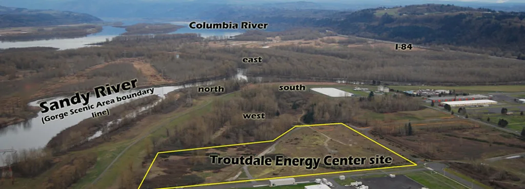 Site of now-dead Troutdale Energy Center, at the west end of the National Scenic Area.