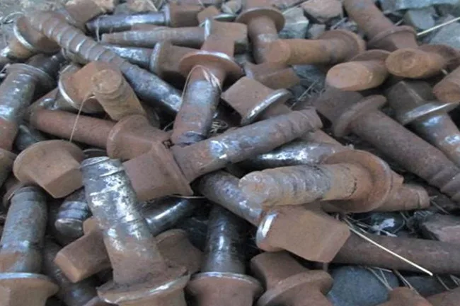 Broken lag bolts collected at the scene of the Mosier oil train derailment. (photo courtesy of Oregon Department of Transportation)